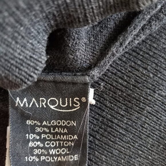 Marquis Men’s Gray Wool Blend Sweater - Shawl Collar Button Pullover, Size S - Picture 6 of 7